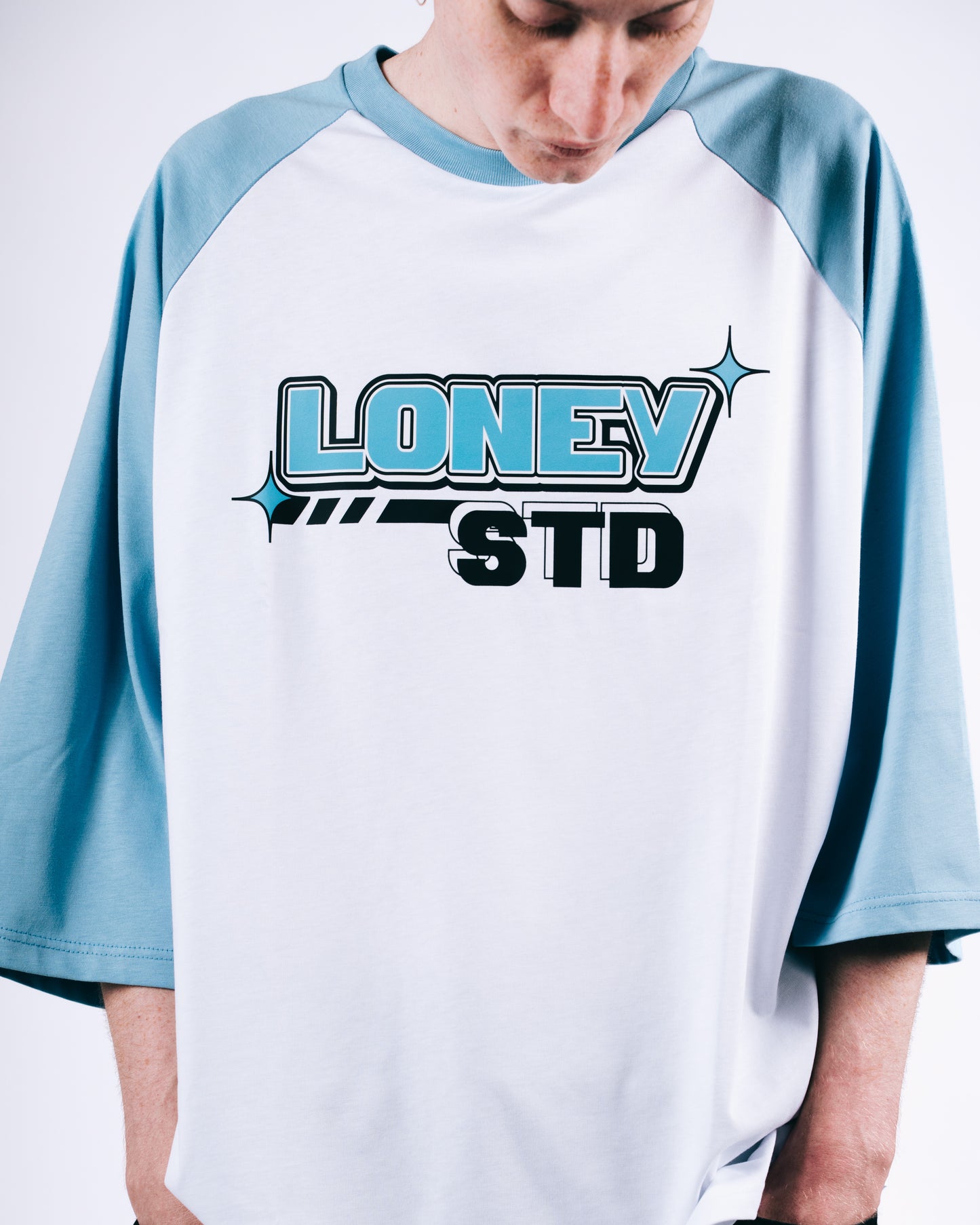 Y2K Loney tee (Sky blue&White)